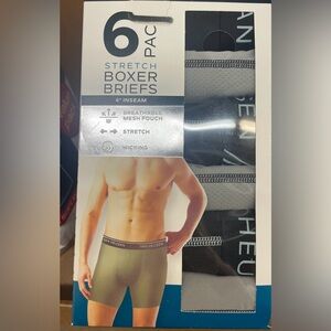 Van Heusen Men’s Stretch Boxer Briefs, Greys & Blacks, 6 Pack, 6” Inseam, LARGE